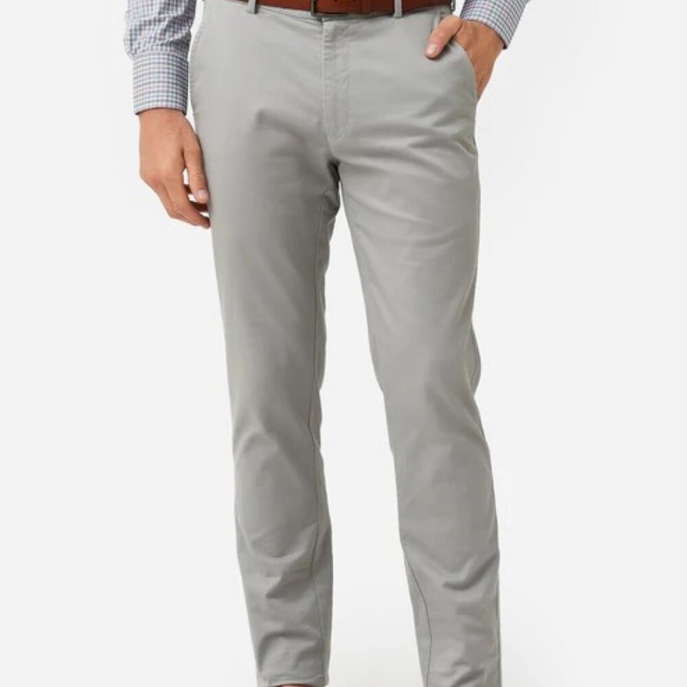 Peter Millar Mountain Gray Flat Front Pilot Twill Pants ME0B06 Chino 38x36